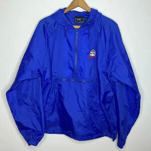 Vintage 90s NBC Sports Popover Hooded Windbreaker Rain Jacket